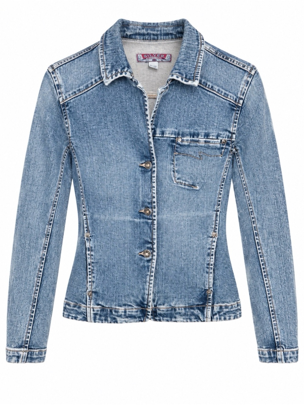 Silver Jeans Co Denim Jacket Women Medium Stretch Western Glove Y2K